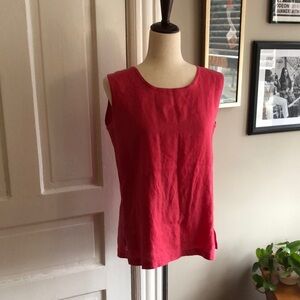 Vintage Crew Neck Boxy Hot Pink Linen Tank Top Blouse Size XS